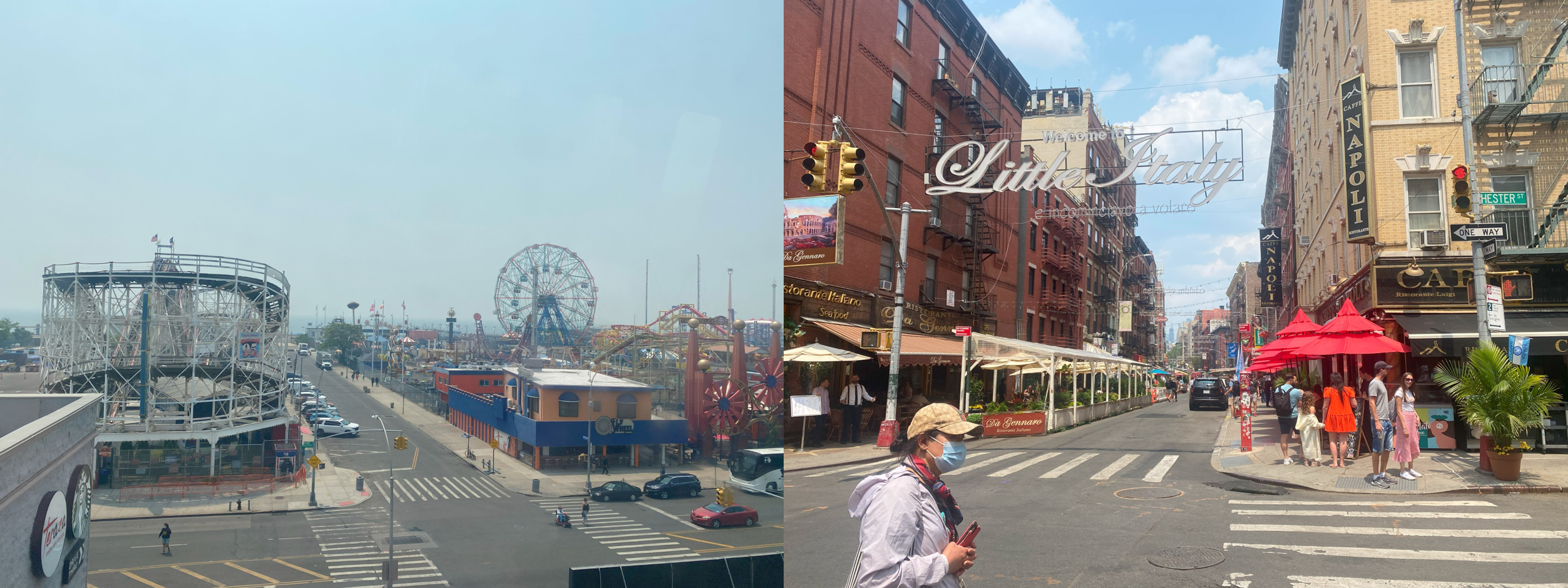 Coney Island in the haze and Little Italy